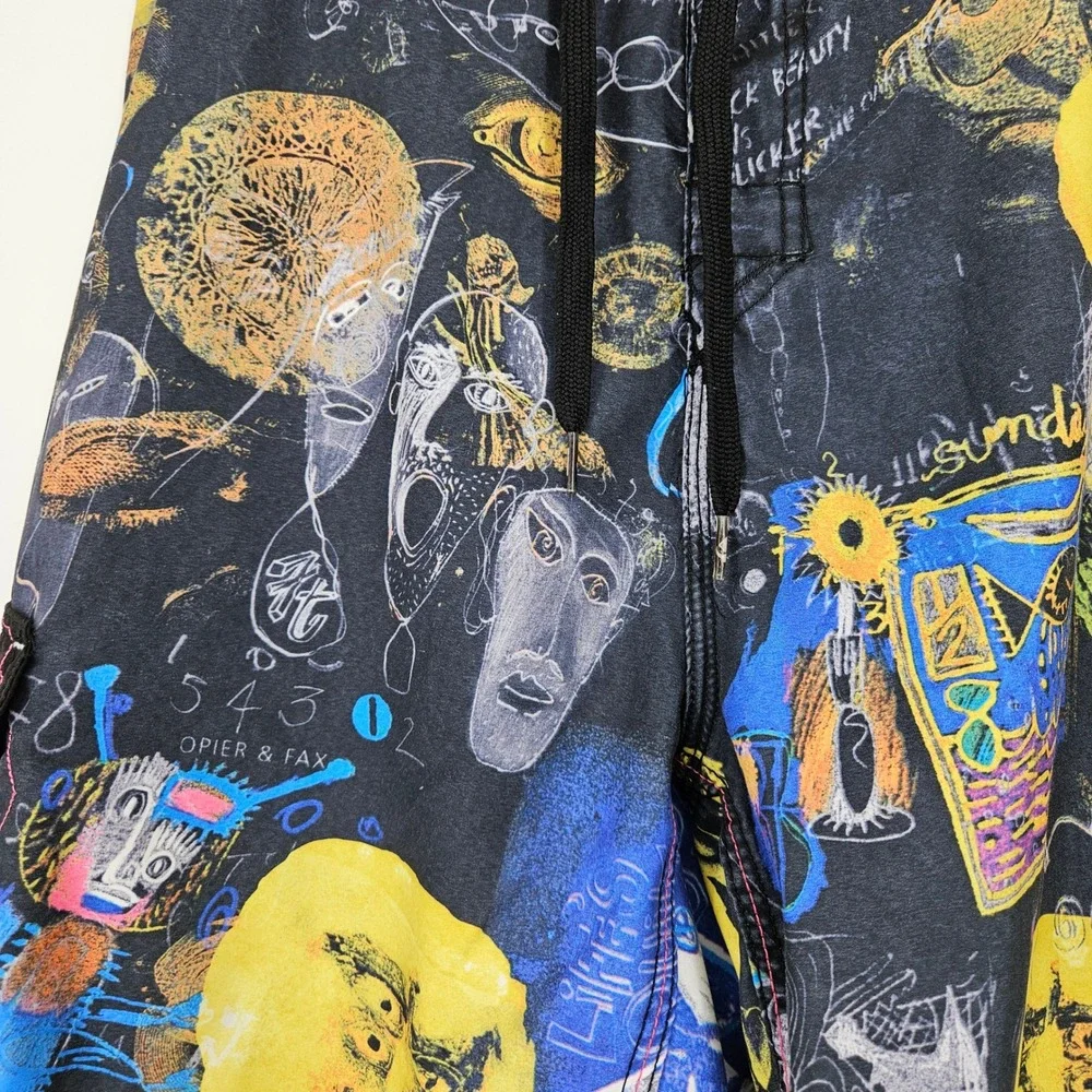 Vintage Quiksilver Board Shorts Mens 36 Peter Webb Art Black Beauty Rare‎